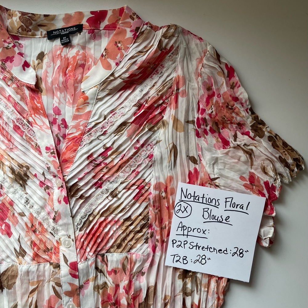 Notations Women's Floral Top - Size 2X - Picture 2 of 9